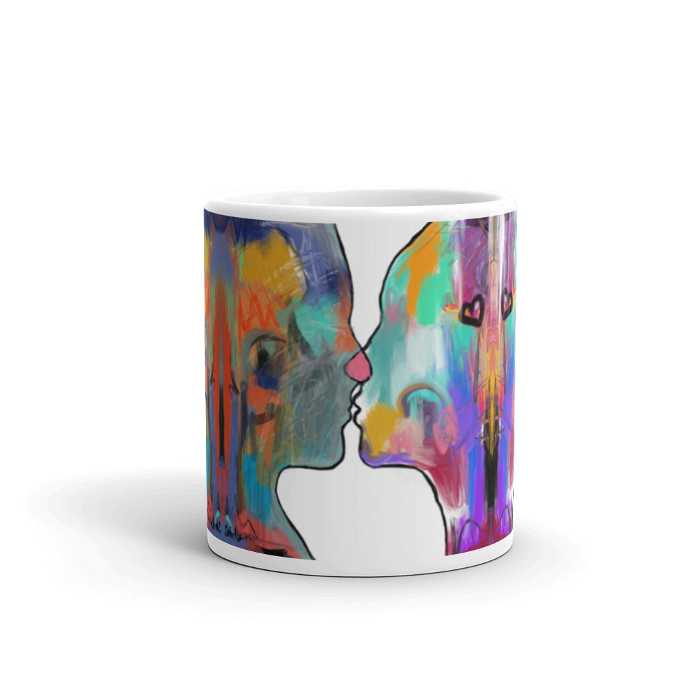 Kissing glossy mug